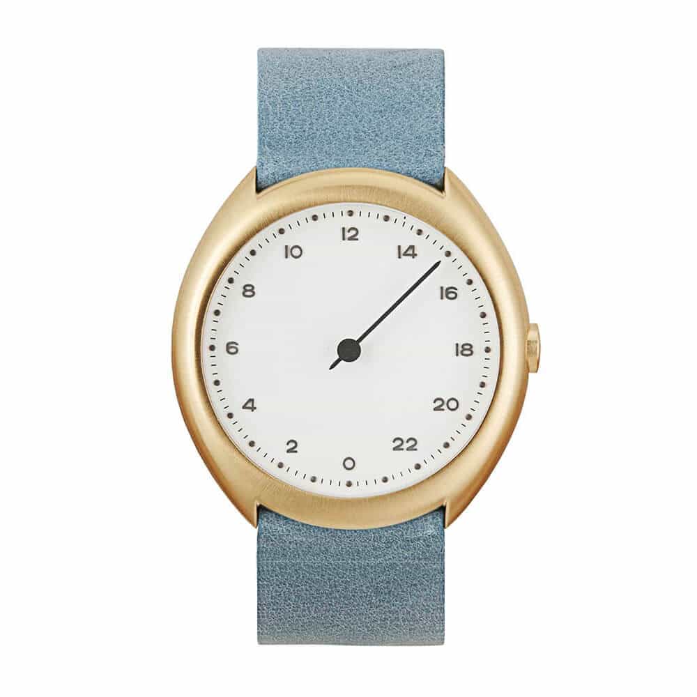 slow O 13 - 24 hour one hand watch - Gold, light blue, Swiss Made ...